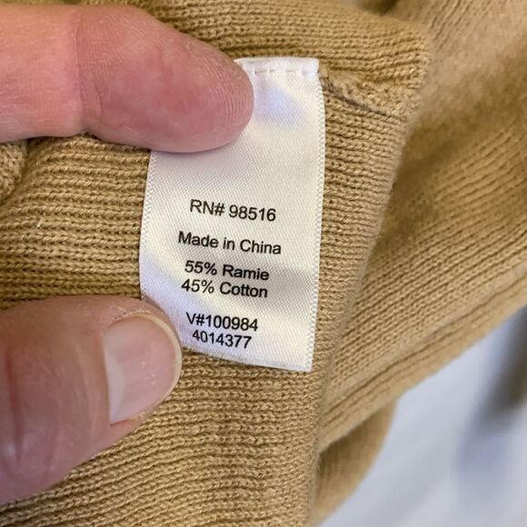 Coldwater Creek Tan Split Mock Neck Fine Gauge Knit Long Sleeve Sweater Size XL - Picture 7 of 13